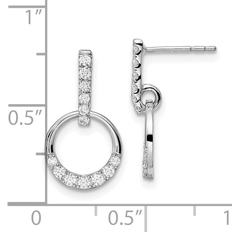Lovely Rita's Earrings 14k White Gold Circle 3/8 CT Diamond Dangle Post Earrings