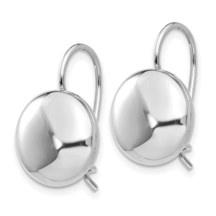Lovely Rita's Earrings 14K White Gold Classic Polished 12mm Button Kidney Wire Earrings