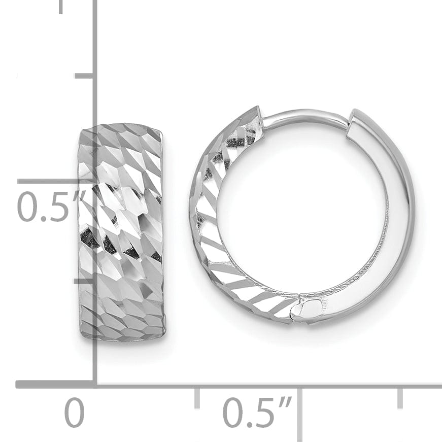 Lovely Rita's Earrings 14K White Gold Classic Polished 14.5mm Round Hinged Hoop Earrings