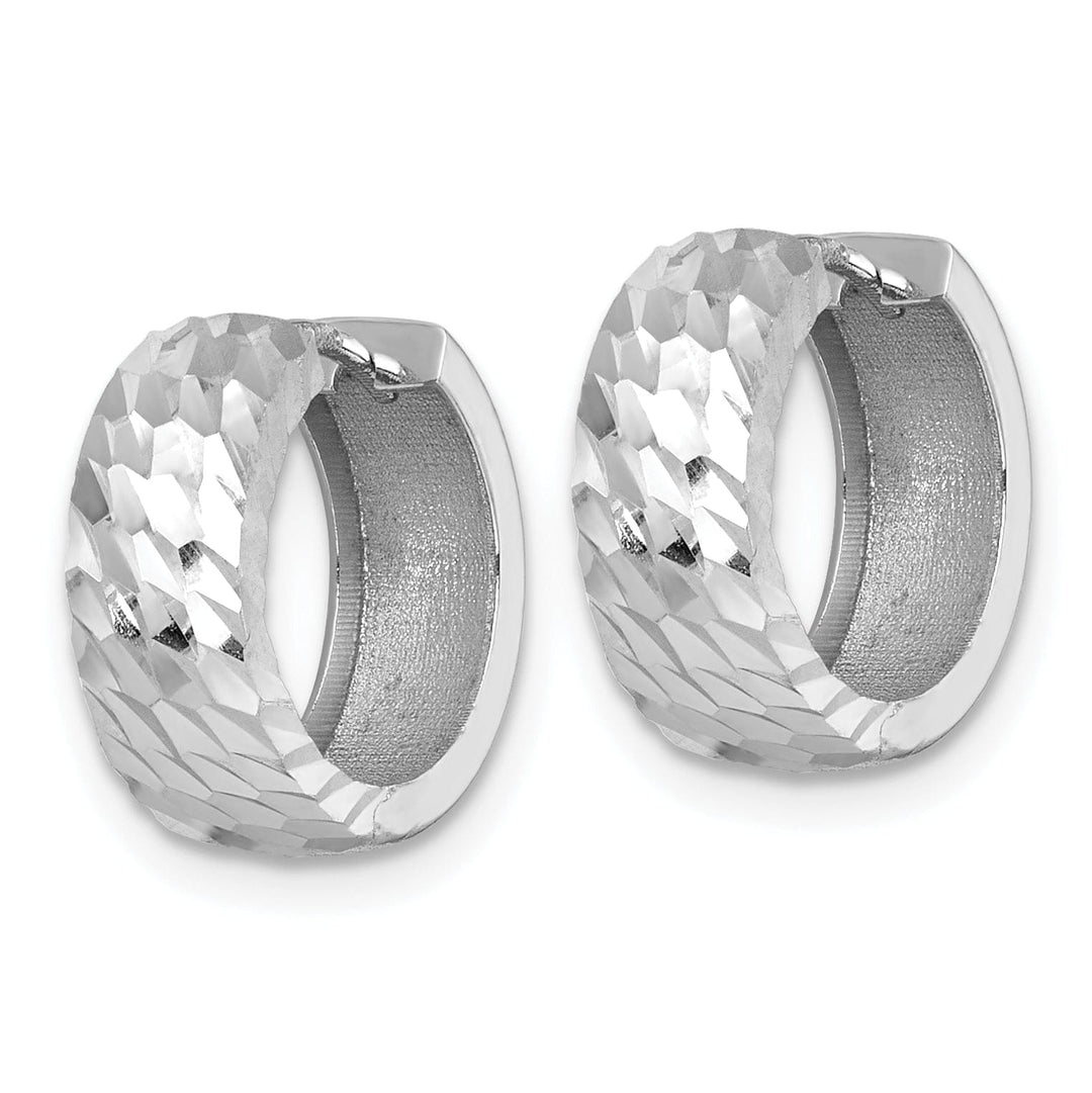 Lovely Rita's Earrings 14K White Gold Classic Polished 14.5mm Round Hinged Hoop Earrings