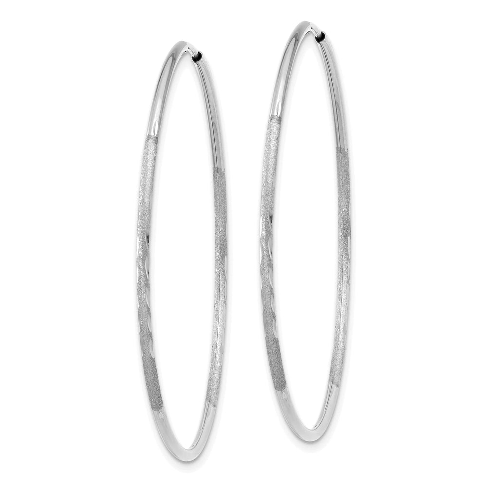 Lovely Rita's Earrings 14K White Gold Classic Satin & D.C 1.2mm x 40mm Endless Hoop Earrings