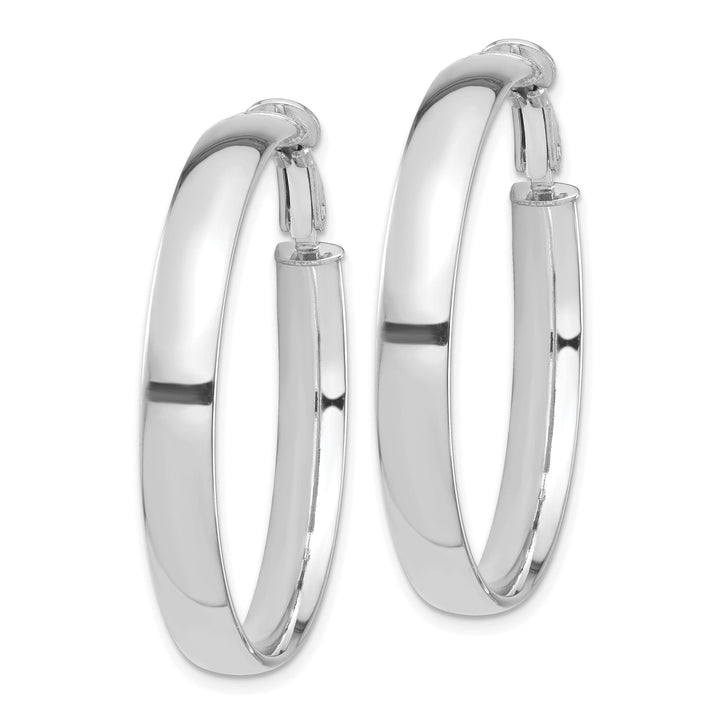 Lovely Rita's Earrings 14K White Gold Contemporary High Polished 36mm Flat Tube Omega Hoops