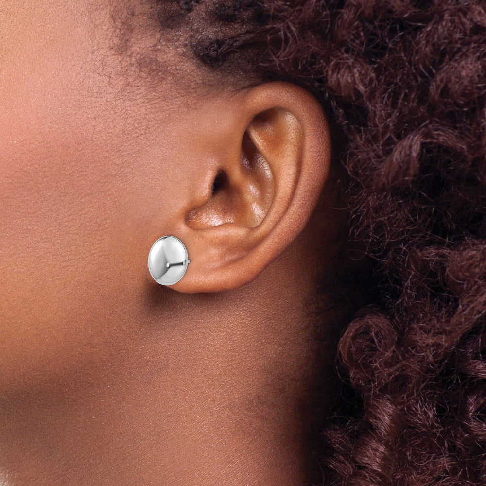 Lovely Rita's Earrings 14K White Gold Cute Polished 12mm Button Post Earrings
