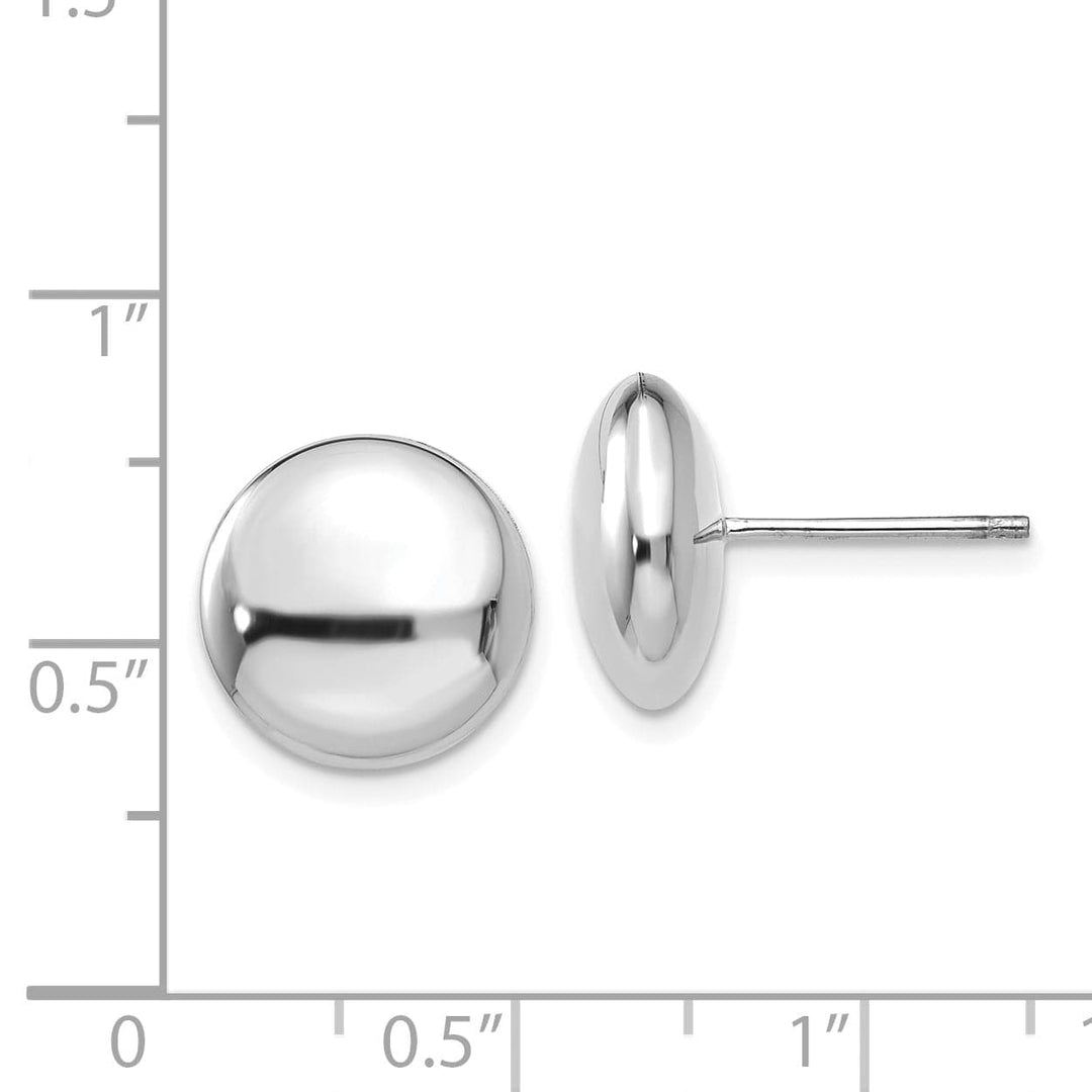 Lovely Rita's Earrings 14K White Gold Cute Polished 12mm Button Post Earrings