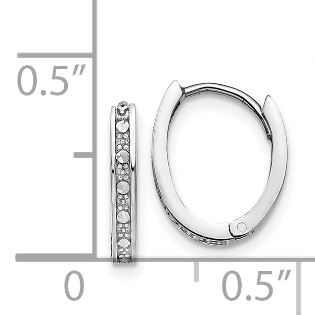 Lovely Rita's Earrings 14K White Gold Dainty Diamond-Cut 10mm Oval Hinged Hoop Earrings