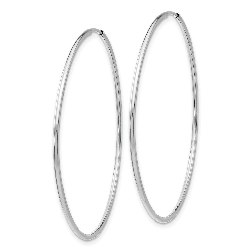 Lovely Rita's Earrings 14K White Gold Dainty Polished 1.2mm x 46mm Endless Hoop Earrings
