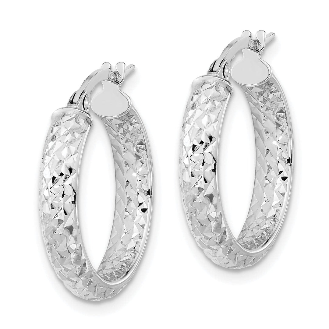 Lovely Rita's Earrings 14K White Gold Delicate Diamond-Cut 19mm Fancy Hoop Earrings