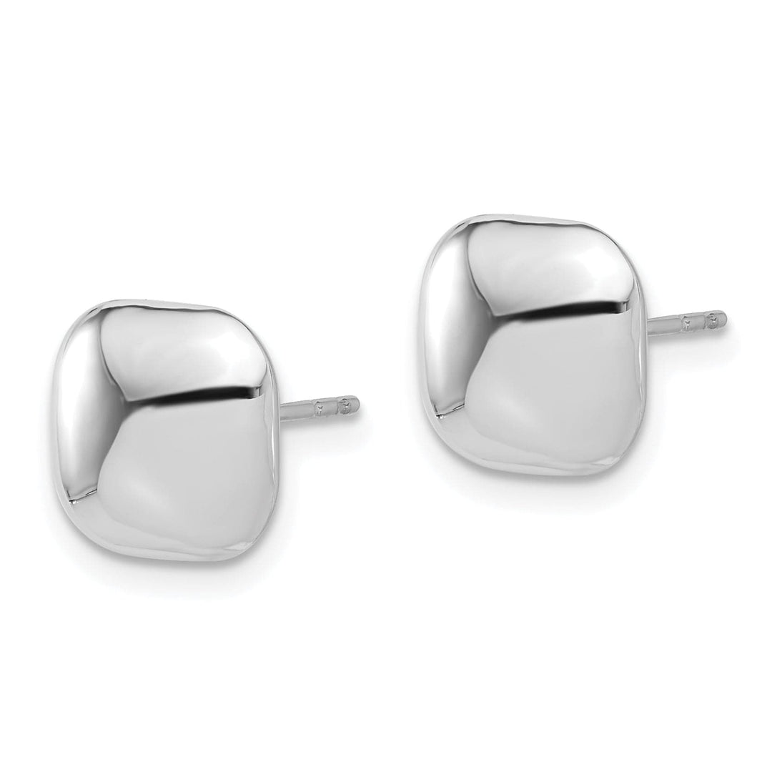 Lovely Rita's Earrings 14K White Gold Delicate Polished 10.1mm Puffed Button Post Earrings