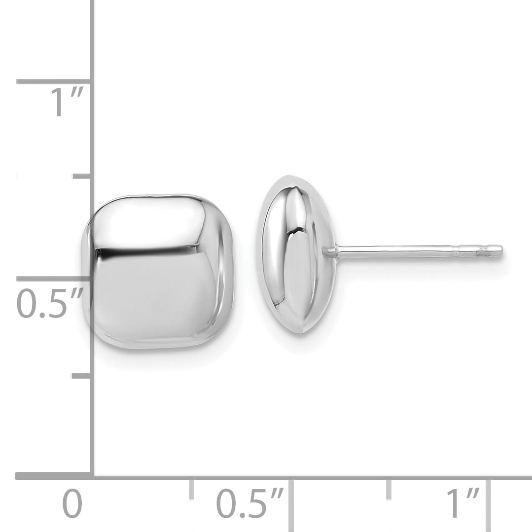 Lovely Rita's Earrings 14K White Gold Delicate Polished 10.1mm Puffed Button Post Earrings