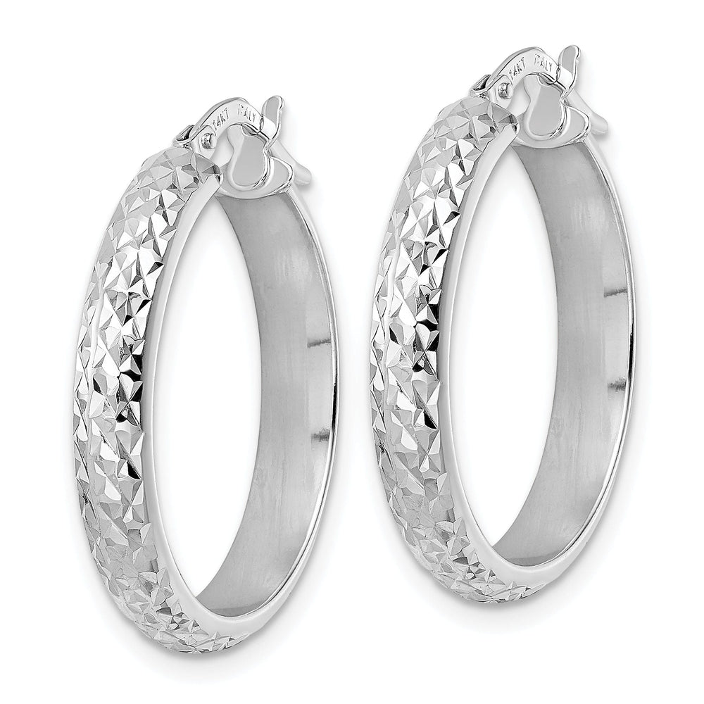 Lovely Rita's Earrings 14K White Gold Designer Diamond-Cut 24mm Tube Hoop Earrings