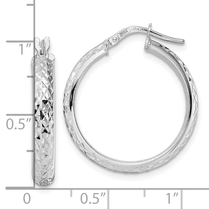 Lovely Rita's Earrings 14K White Gold Designer Diamond-Cut 24mm Tube Hoop Earrings