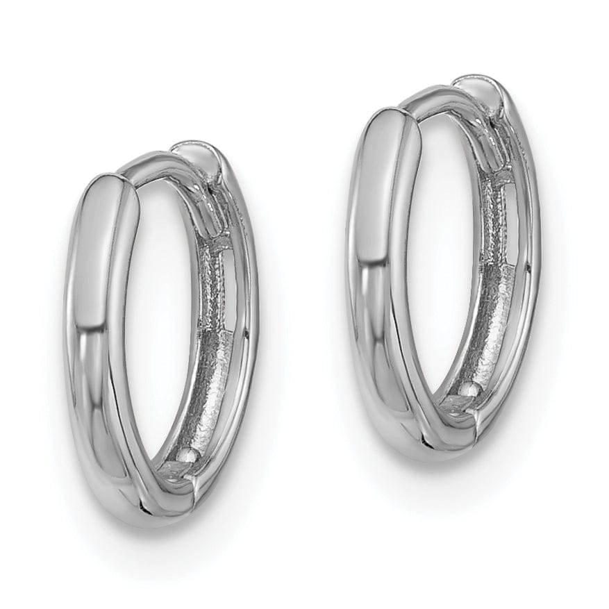 Lovely Rita's Earrings 14K White Gold Designer Polished 10mm Round Hinged Hoop Earrings