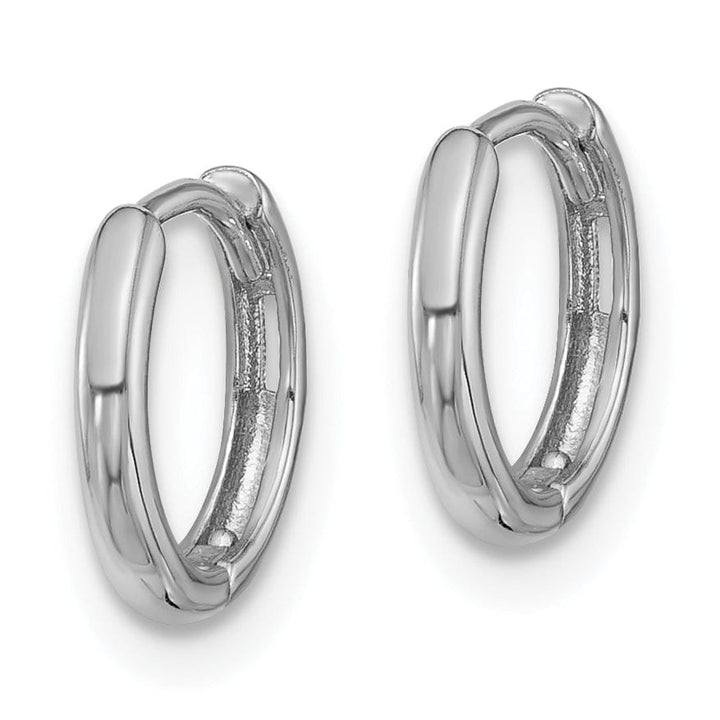 Lovely Rita's Earrings 14K White Gold Designer Polished 10mm Round Hinged Hoop Earrings