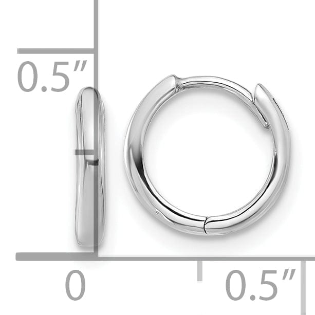 Lovely Rita's Earrings 14K White Gold Designer Polished 10mm Round Hinged Hoop Earrings