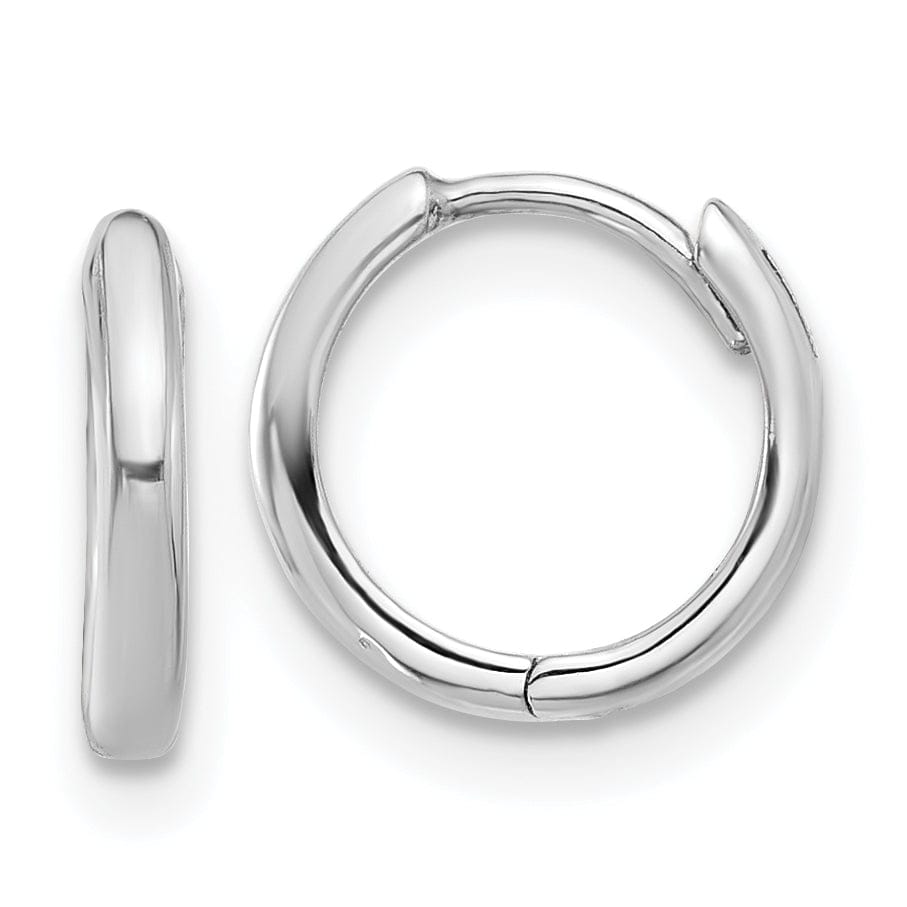 Lovely Rita's Earrings 14K White Gold Designer Polished 10mm Round Hinged Hoop Earrings