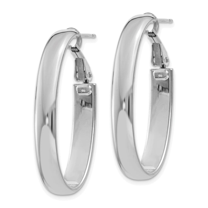 Lovely Rita's Earrings 14K White Gold Designer Polished 19.25mm Oval Omega Hoops