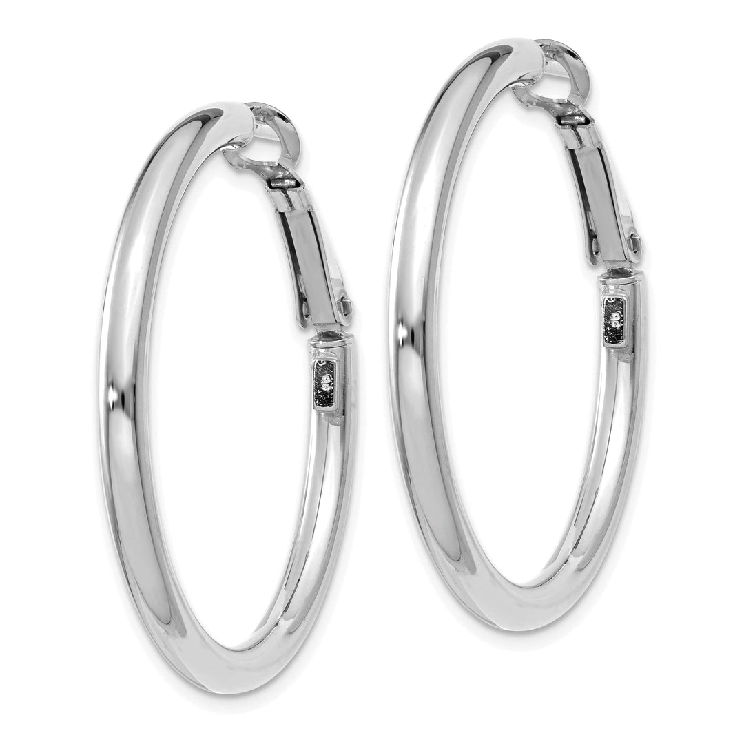 Lovely Rita's Earrings 14K White Gold Designer Polished 36.75mm Round Tube Omega Hoops