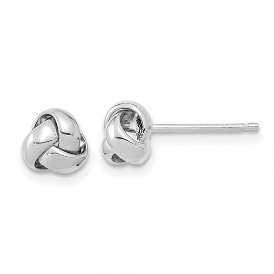 Lovely Rita's Earrings 14K White Gold Designer Polished 6.5mm Love Knot Post Earrings