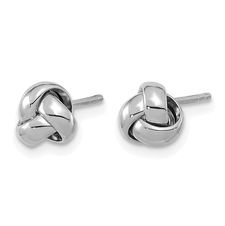 Lovely Rita's Earrings 14K White Gold Designer Polished 6.5mm Love Knot Post Earrings