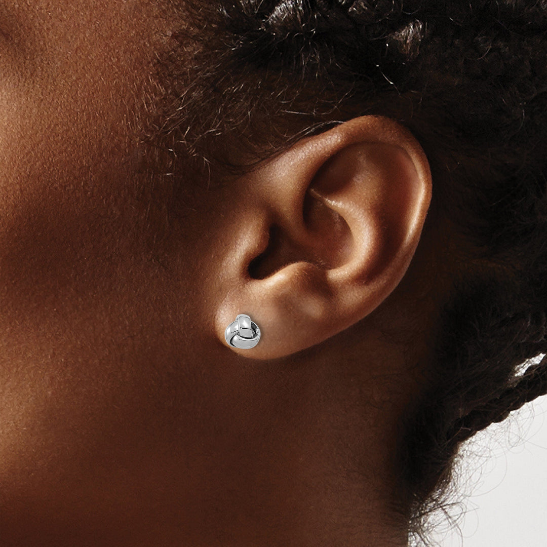 Lovely Rita's Earrings 14K White Gold Designer Polished 6.5mm Love Knot Post Earrings