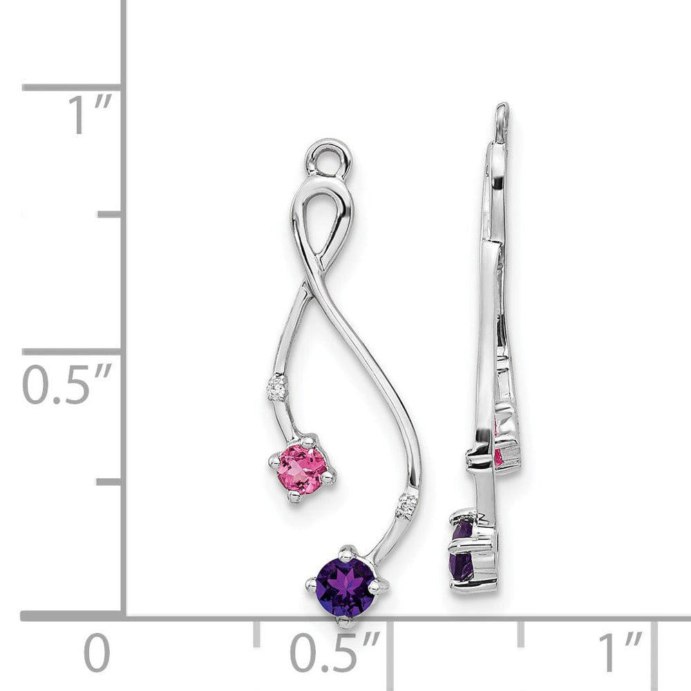 Lovely Rita's Earrings 14k White Gold Diamond/Amethyst/Pink Tourmaline Dangle Earring Jackets