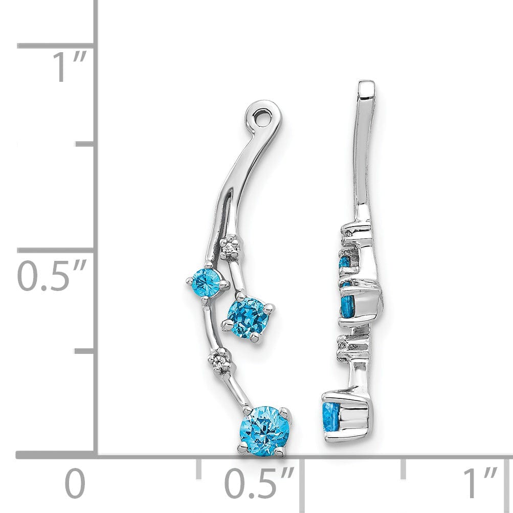 Lovely Rita's Earrings 14k White Gold Diamond and Blue Topaz Dangle Earring Jackets