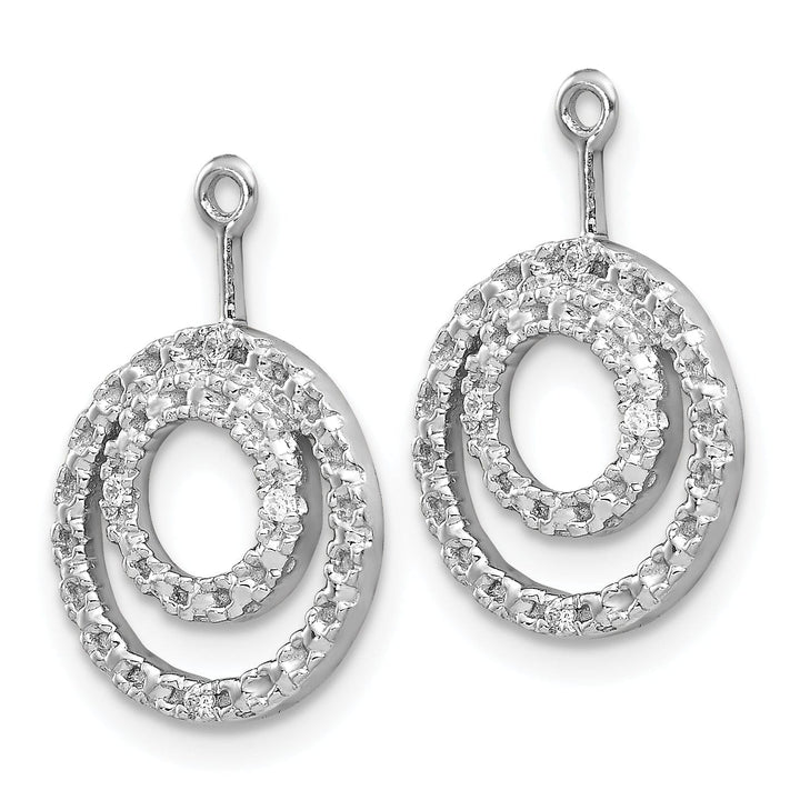 Lovely Rita's Earrings 14k White Gold Double Circle Design Diamond Earring Jackets