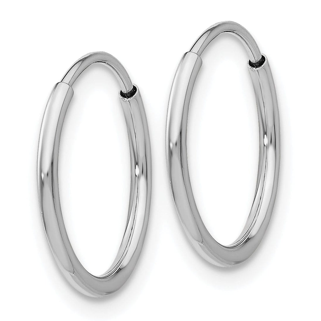 Lovely Rita's Earrings 14K White Gold Elegant Polished 1.2mm x 14mm Endless Hoop Earrings