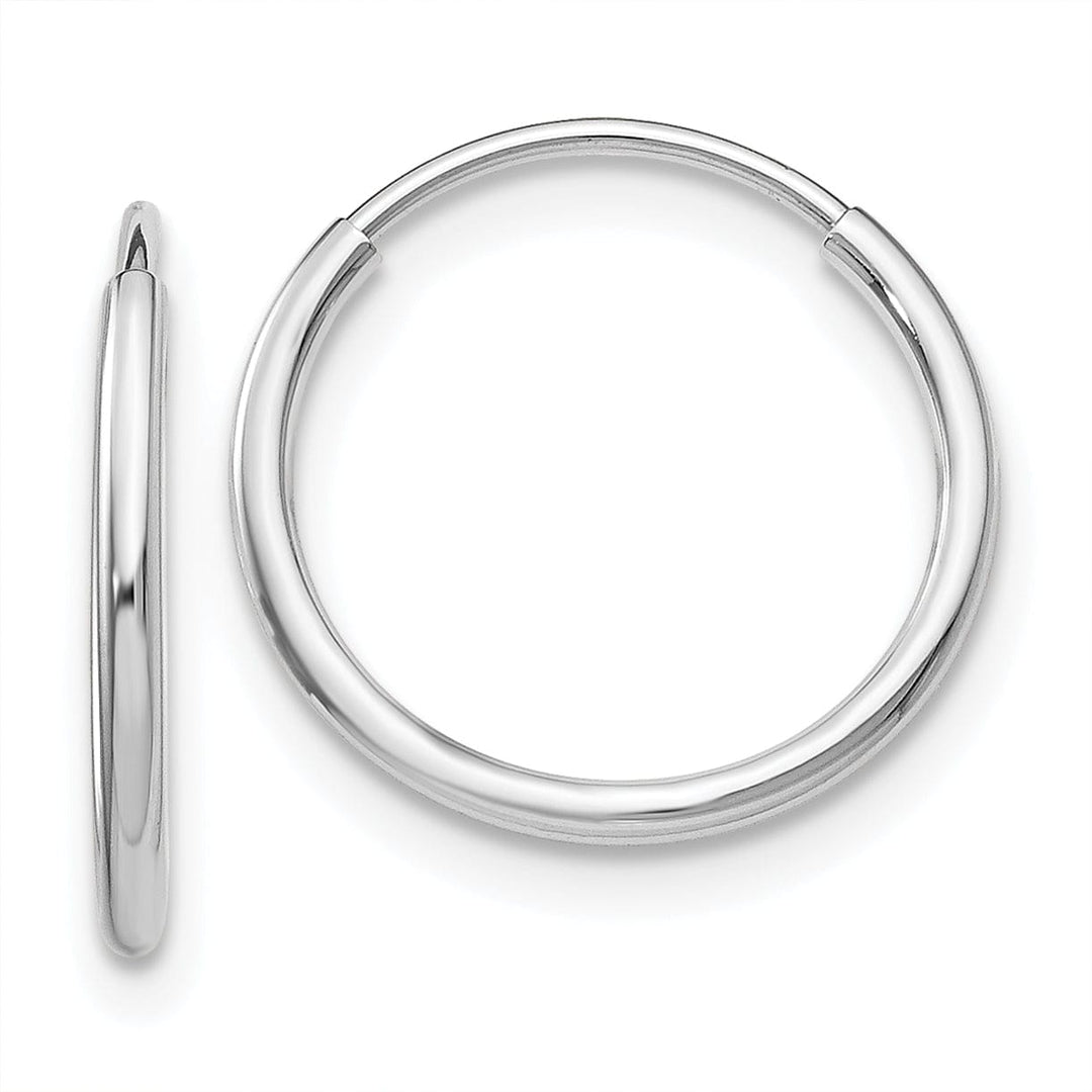 Lovely Rita's Earrings 14K White Gold Elegant Polished 1.2mm x 14mm Endless Hoop Earrings