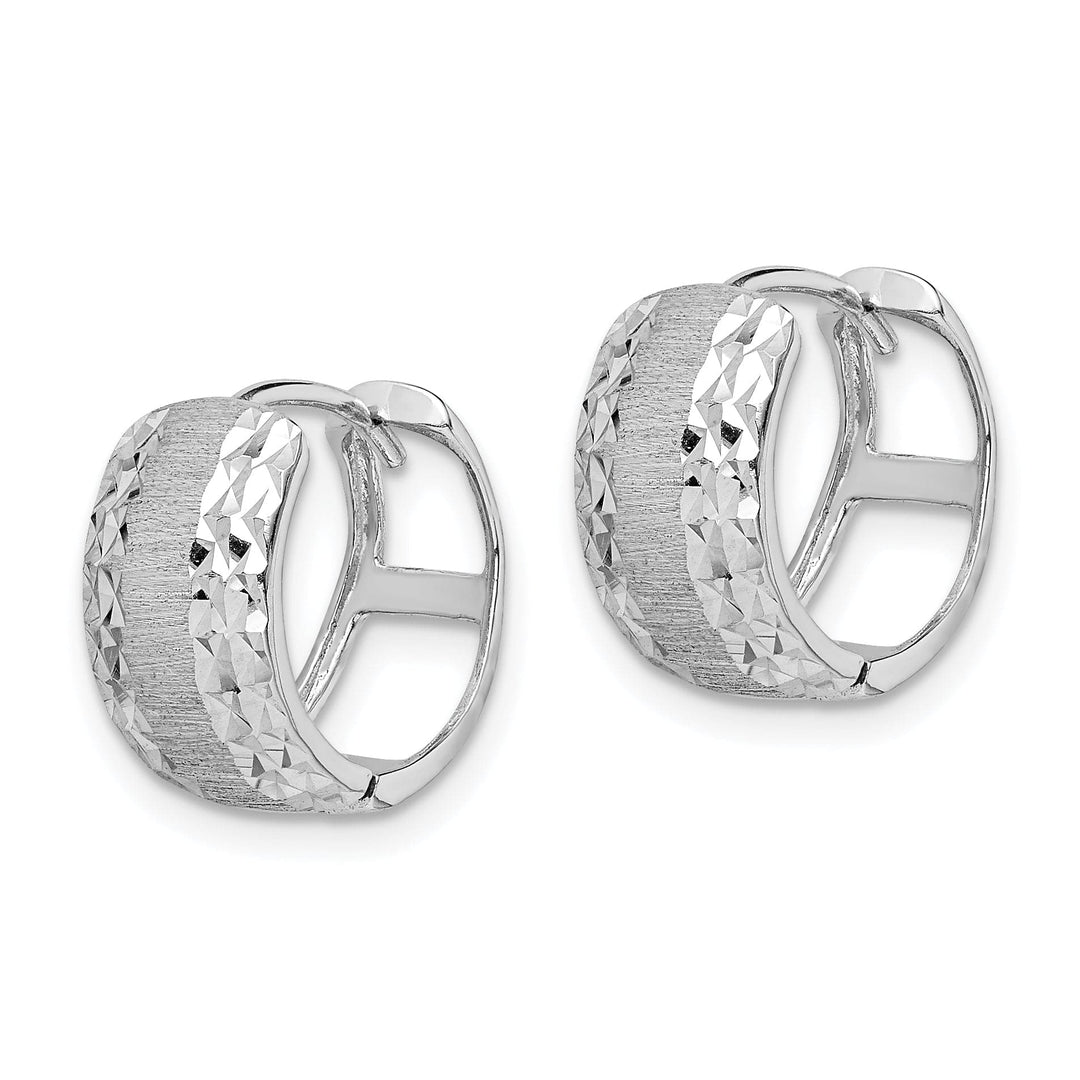 Lovely Rita's Earrings 14K White Gold Elegant Polished 13.2mm Round Hinged Hoop Earrings