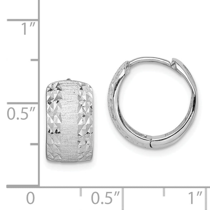 Lovely Rita's Earrings 14K White Gold Elegant Polished 13.2mm Round Hinged Hoop Earrings