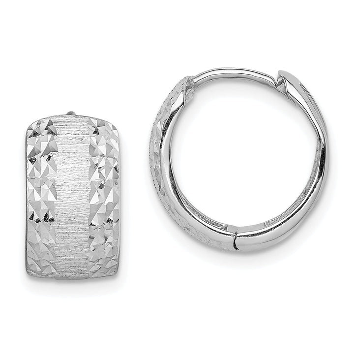 Lovely Rita's Earrings 14K White Gold Elegant Polished 13.2mm Round Hinged Hoop Earrings