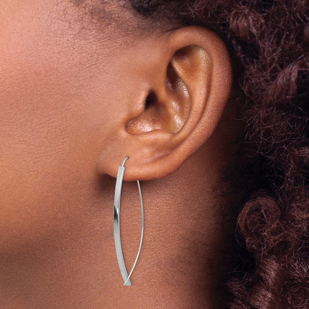 Lovely Rita's Earrings 14K White Gold Elegant Polished 16.5mm Threader Earrings