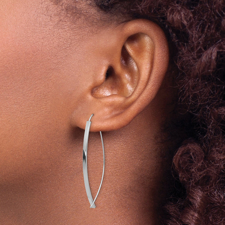 Lovely Rita's Earrings 14K White Gold Elegant Polished 16.5mm Threader Earrings