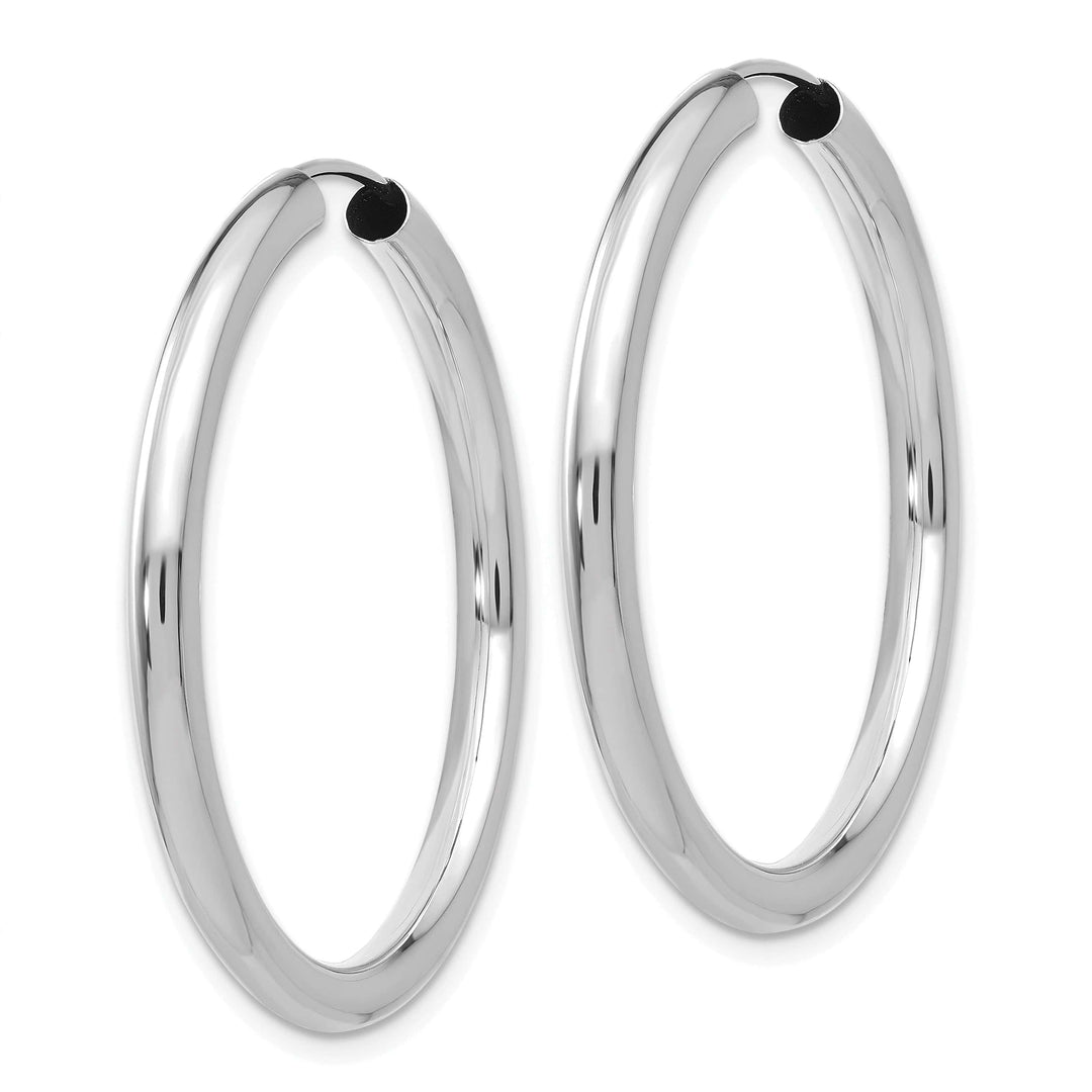 Lovely Rita's Earrings 14K White Gold Elegant Polished 3.00x35mm Endless Hoop Earrings
