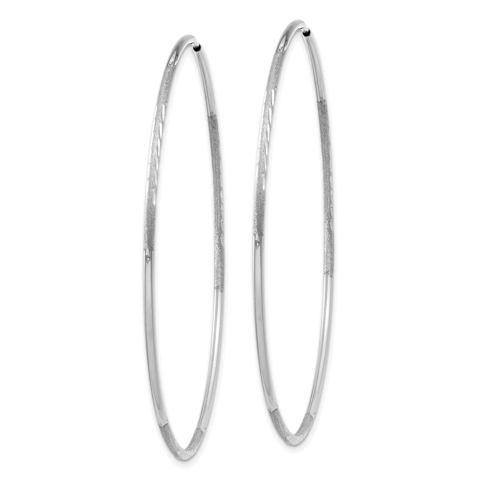Lovely Rita's Earrings 14K White Gold Elegant Satin & D.C 1.2mm x 50mm Endless Hoop Earrings