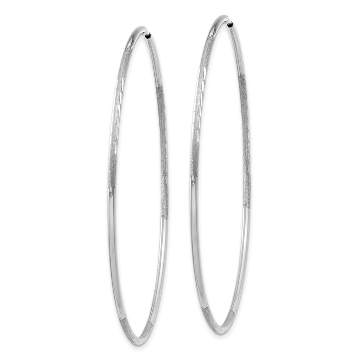 Lovely Rita's Earrings 14K White Gold Elegant Satin & D.C 1.2mm x 50mm Endless Hoop Earrings