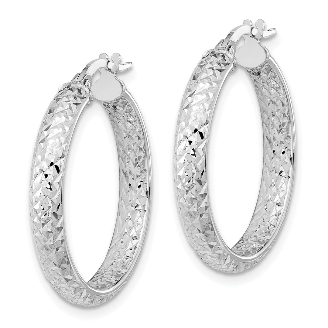 Lovely Rita's Earrings 14K White Gold Exquisite Diamond-Cut 25mm Fancy Hoop Earrings