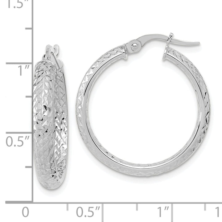 Lovely Rita's Earrings 14K White Gold Exquisite Diamond-Cut 25mm Fancy Hoop Earrings