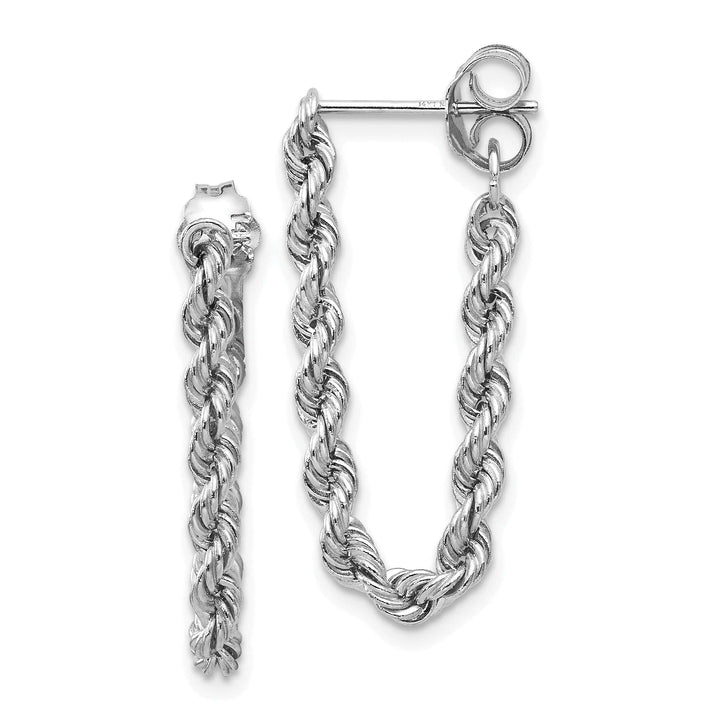 Lovely Rita's Earrings 14K White Gold Exquisite Polished 10 mm Rope Chain Post Earrings