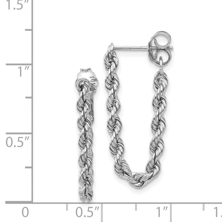 Lovely Rita's Earrings 14K White Gold Exquisite Polished 10 mm Rope Chain Post Earrings