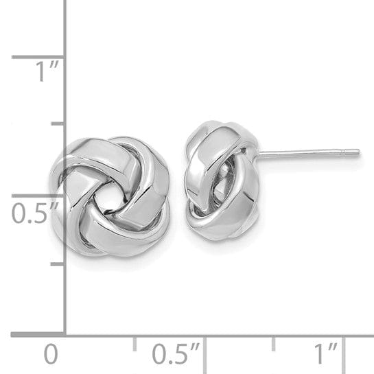 Lovely Rita's Earrings 14K White Gold Exquisite Polished 12mm Love Knot Post Earrings