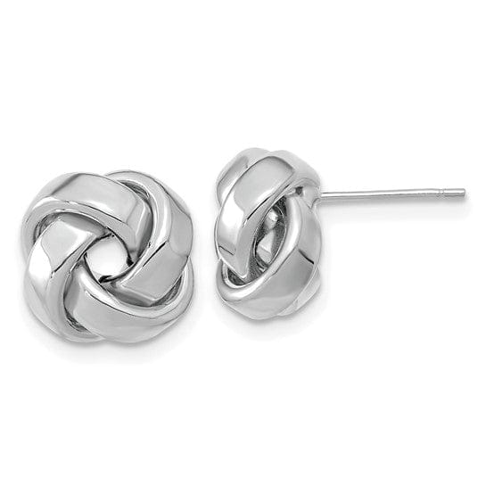Lovely Rita's Earrings 14K White Gold Exquisite Polished 12mm Love Knot Post Earrings