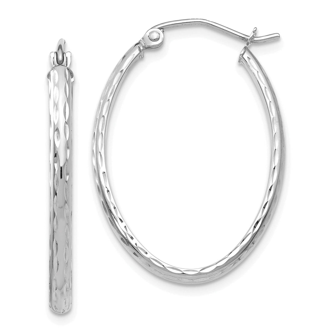 Lovely Rita's Earrings 14K White Gold Exquisite Polished 20.5 mm Oval Tube Hoop Earrings