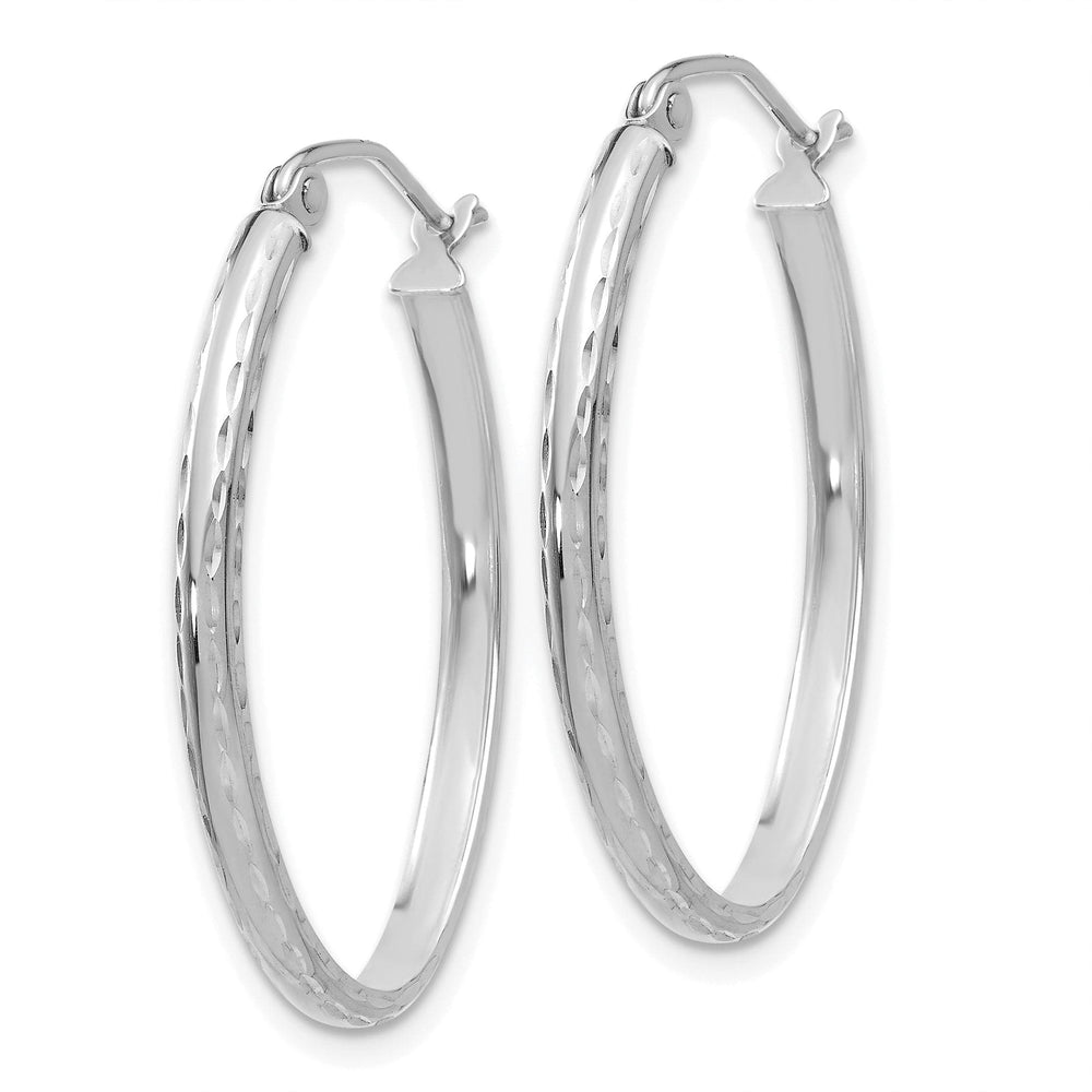 Lovely Rita's Earrings 14K White Gold Exquisite Polished 20.5 mm Oval Tube Hoop Earrings