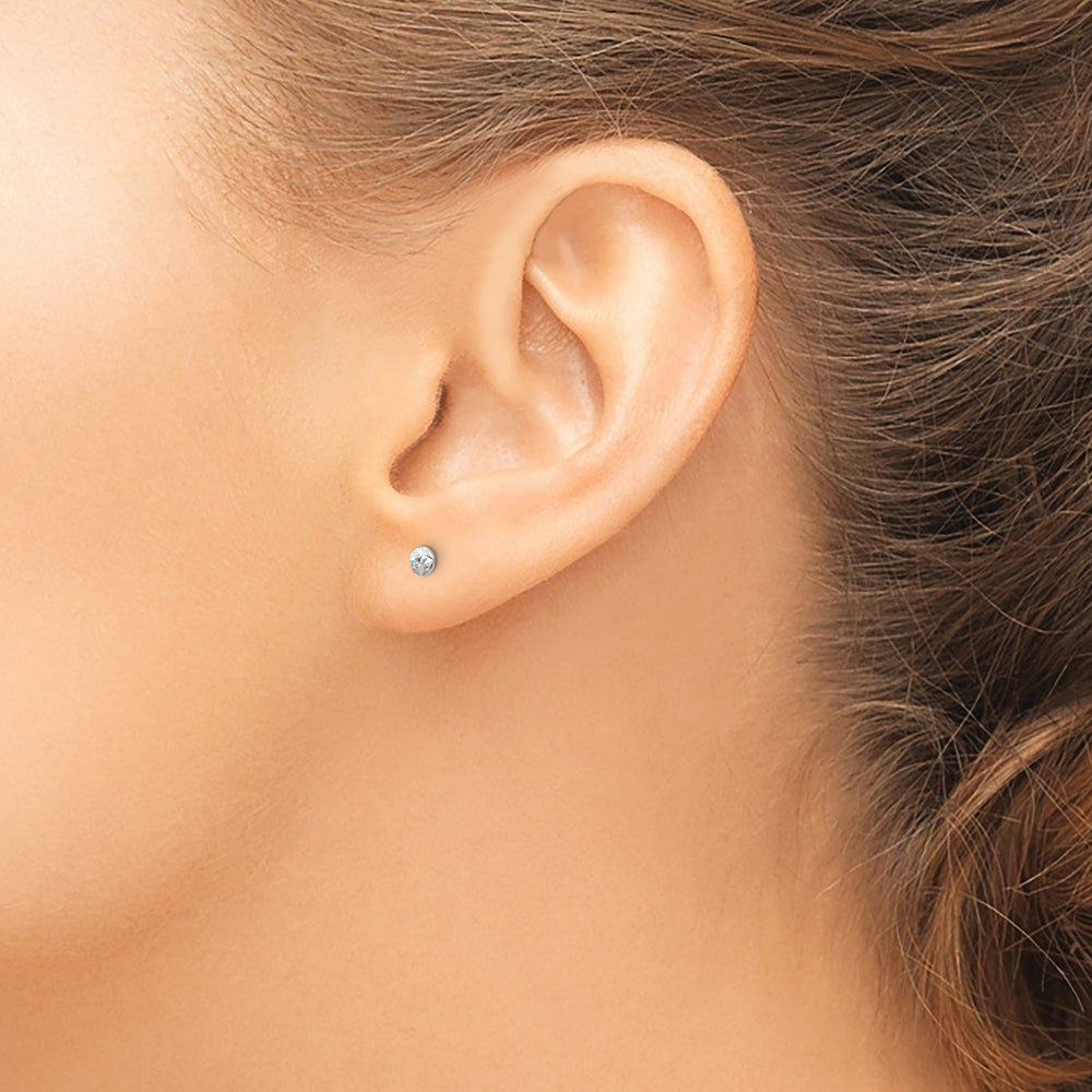 Lovely Rita's Earrings 14K White Gold Exquisite Polished 3mm Puff Circle Button Post Earrings