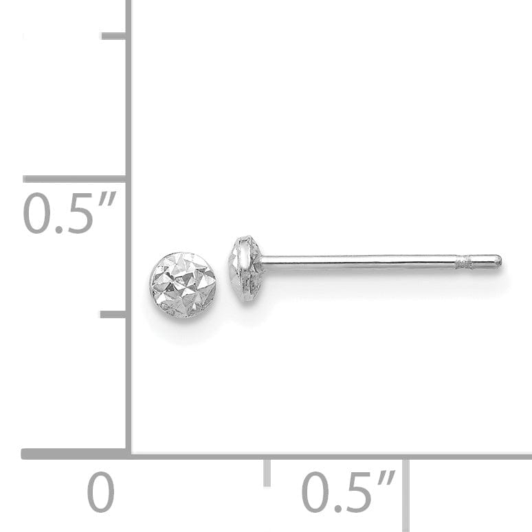 Lovely Rita's Earrings 14K White Gold Exquisite Polished 3mm Puff Circle Button Post Earrings