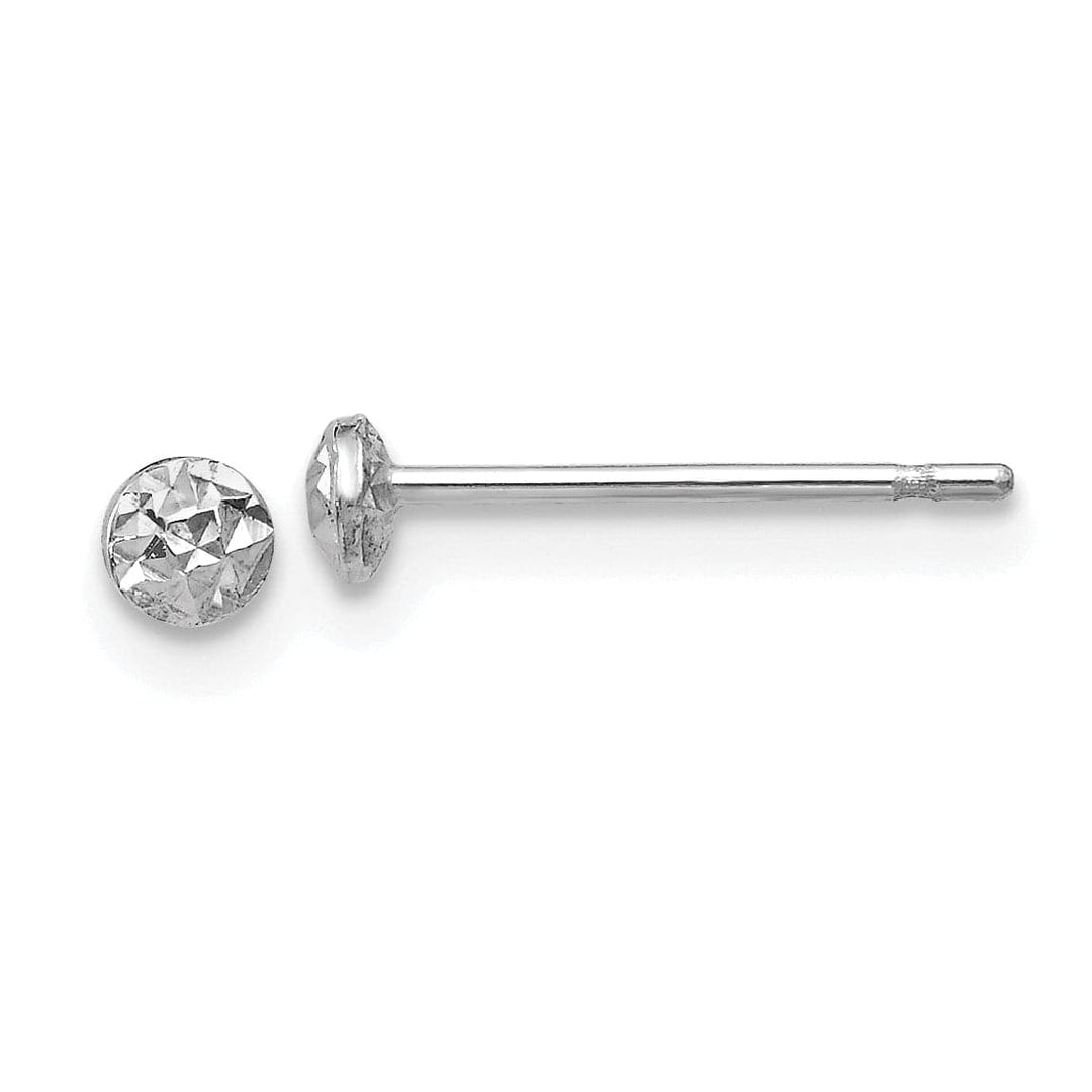 Lovely Rita's Earrings 14K White Gold Exquisite Polished 3mm Puff Circle Button Post Earrings