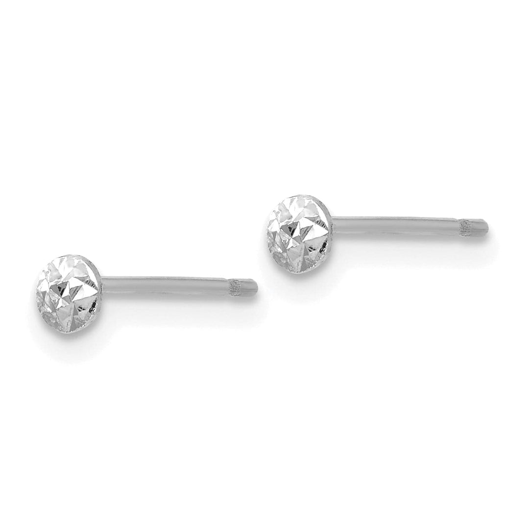 Lovely Rita's Earrings 14K White Gold Exquisite Polished 3mm Puff Circle Button Post Earrings