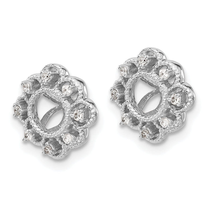 Lovely Rita's Earrings 14k White Gold Fancy 1/10 CT Diamond Cluster Earring Jackets